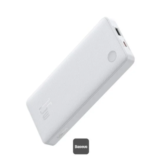 Os-Baseus Airpow Lite Power Bank 10000Mah 15W Moon White  (With Simple Series Data Cable Usb To Type-C 30Cm White)